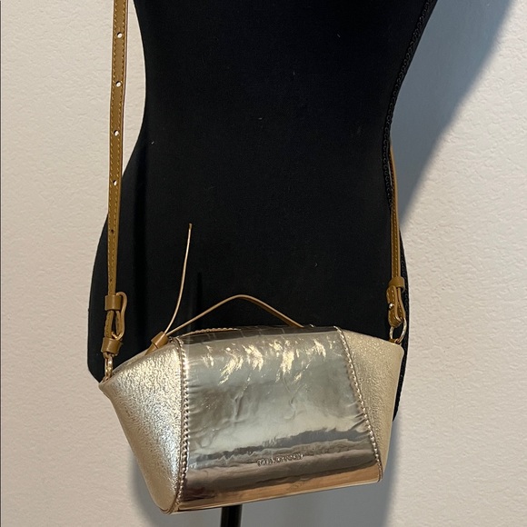 Ulla Johnson Metallic Gold Leather Mini Crossbody Bag | Made in Italy - Picture 2 of 10